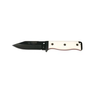 Cuchillo Cudeman 295-N* MT-1 hoja de acero inoxidable MoVa 1.4116 pavonado en negro de 11 cm y empuñadura de micarta blanca de 11,5 cm