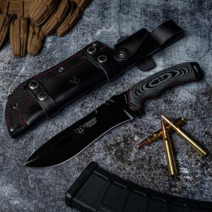 Cuchillo Cudeman 299-N Boina Verde hoja de acero Böhler N695 pavonada en negro de 18 cm y empuñadura de micarta negra de 13,5 cm