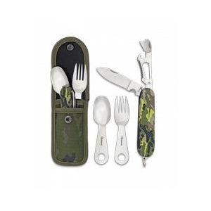 Set Cubiertos camping Multicam Verde