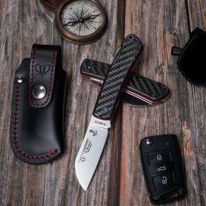 Navaja Cudeman La Marinera 386-CF con hoja de acero Böhler N690-Co de 7 cm y empuñadura de fibra de carbono de 9,5 cm con funda incluida