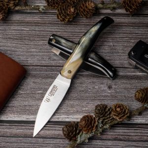 Navaja Cudeman Solsona 443-A hoja de acero 420 de 9 cm y empuñadura de cuerno de toro de 11 cm