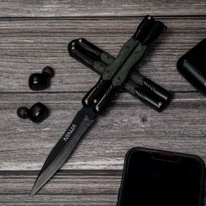 Navaja Cudeman abanico de caza 505-P hoja de acero inox 420 lacado en negro de 10 cm y empuñadura de zamak y ABS negro de 12 cm