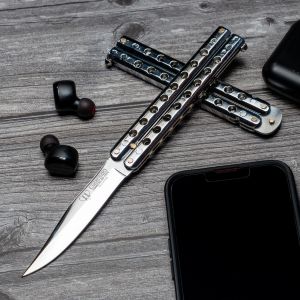 Navaja Cudeman abanico de caza 508-B hoja de acero inox 420 de 9 cm y empuñadura de zamak bañado color cromo de 12 cm