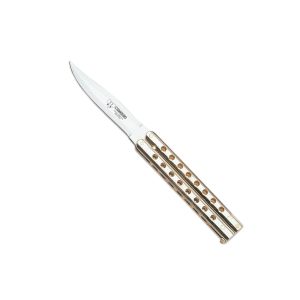 Navaja Cudeman abanico de caza 508-D hoja de acero inox 420 de 9 cm y empuñadura de zamak bañado color dorado de 12 cm