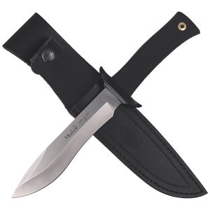 Compra aquí tu Cuchillo Muela 55-16 con hoja de acero inoxidable MoVa de 15,5 cm y empuñadura de goma negra con textura de 12 cm., ¡Somos su tienda en Albacete!