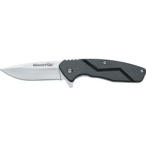 Navaja italiana BLACFOX CARBONIX con hoja de acero 440C de 7 cm y empuñadura de fibra de carbono de 10 cm. Incluye apertura asistida
