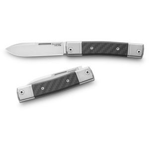 Navaja italiana LIONSTEEL BM2 CF bestman con hoja drop-point de acero M390 de 7,1 cm y empuñadura de fibra de carbono