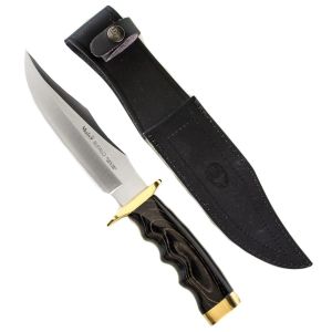 Muela cuchillo de caza Búfalo BUFALO-17M con hoja de acero inoxdable MoVa de 17 cm y empuñadura de madera prensada negra de 12 cm.