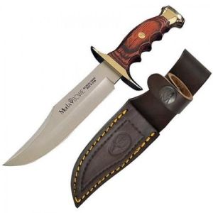 Muela Cuchillo de caza BW-18 con hoja de acero inoxidable MoVa de 18 cm y empuñadura de madera de coral.