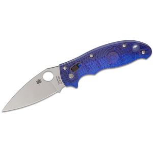 Navaja Spyderco Manix 2 Lightweight Translucent Blue C101PBL2 con hoja de acero BD-1 de 8,5 cm filo liso y empuñadura de Polimero Azul de 11,8 cm