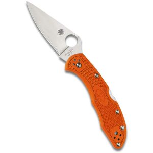 Navaja Spyderco Delica 4 FRN C11FPOR con hoja de acero VG-10 de 7,4  cm filo liso y empuñadura de FRN naranja de 10,6 cm