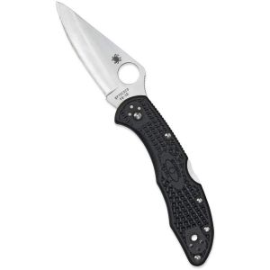 Navaja Spyderco Delica 4 FRN C11PBK con hoja de acero VG-10 de 7,4  cm filo liso y empuñadura de FRN negro de 10,6 cm