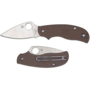 Navaja Spyderco Urban Leaf Lightweight Sprint Run, coyote C127PBN con hoja de acero AEB-L de 6,6 cm filo liso y empuñadura de FRN marrón de 15,4 cm