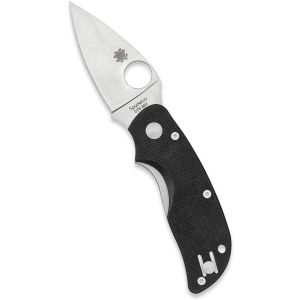 Navaja Spyderco Cat C129GP con hoja de acero CTS-BD1 de 6,4 cm filo liso y empuñadura de G-10 negro de 9 cm