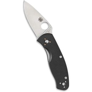 Navaja Spyderco Persistence C136GP con hoja de acero 8Cr13MoV de 7 cm filo liso y empuñadura de G-10 negro de 10,5 cm