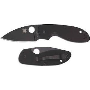 Navaja Spyderco Efficient, negro C216GPBBK con hoja de acero 8Cr13MoV de 7,6 cm filo liso y empuñadura de G-10 negro de 10,4 cm
