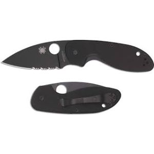 Navaja Spyderco Efficient, musta, spyderedge C216GPSBBK con hoja de acero 8Cr13MoV negra de 7,6 cm filo SpyderEdge y empuñadura de G-10 negro de 10,4 cm