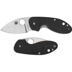 Navaja Spyderco Insistent C246GP con hoja de acero 8Cr13MoV de 6,3 cm filo liso y empuñadura de G-10 negro de 9,5 cm