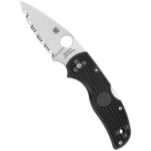 Navaja Spyderco Native 5 SpyderEdge C41SBK5 con hoja de acero CPM S35VN de 7,5 cm filo SpyderEdge y empuñadura de FRN negro de 10 cm