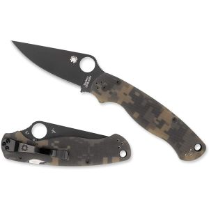Navaja Spyderco Para Military 2 digital camo C81GPCMOBK2 con hoja de acero CPM S30V negra de 8,7 cm filo liso y empuñadura de G-10 digital camo de 12,2 cm