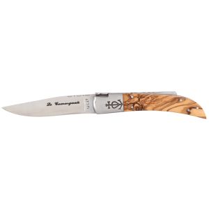 Navaja Camarguais Nº12 Tridente soldado 10007 con hoja de acero 12C27 de 10.5 cm y empuñadura de Madera de olivo de 11.5 cm