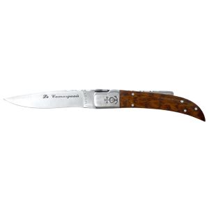Navaja Camarguais Nº10 Tridente soldado 10021 con hoja de acero 12C27 de 10.0 cm y empuñadura de Madera de serpiente de 9.5 cm