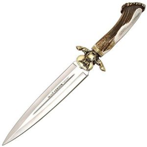 Muela Cuchillo CERVUS-26L hoja de acero MoVa de 27 cm y empuñadura de roseta de ciervo.