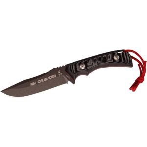 Compra aquí tu Cuchillo Muela CRUSADER-13M.N/K con hoja de acero MoVa de 13 cm lacada negra, con empuñadura de micarta negra de 12 cm, ¡Somos su tienda en Albacete!