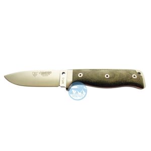 Cuchillo Cudeman 120-F MT-5 hoja de acero inoxidable Böhler N-695 de 11 cm empuñadura de micarta canvas verde de 11,5 cm funda de cuero