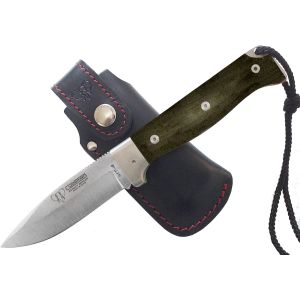 Navaja Cudeman 384-F MT-4 hoja de acero Böhler N-690Co de 10 cm y empuñadura de micarta canvas verde de 11,5 cm