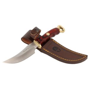 Muela Cuchillo de caza DP-10M con hoja de acero inoxidable MoVa de 10 cm y empuñadura de madera de coral de 9 cm.
