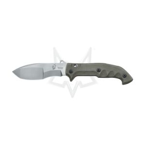 Navaja Italiana FOX TRACKER MESKWAKI FX-500 con hoja de acero Böhler N690Co de 13,5 cm y empuñadura de micarta verde de 17,5 cm