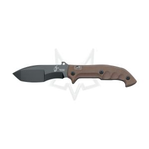 Navaja Italiana FOX TRACKER MESKWAKI FX-501 con hoja de acero Böhler N690Co de 13,5 cm y empuñadura de G10 color marrón de 17,5 cm