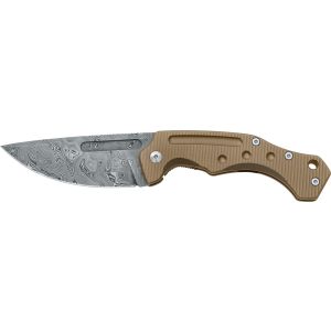 Navaja italiana FOX DESERT FOX FX-521 DRB con hoja de acero Damasteel Björkm Twist de 9,5 cm y empuñadura de titanio aeroespacial bronce de 12,5 cm