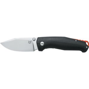 Navaja italiana FOX TUR 553 B con hoja de acero Böhler N690Co de 7,5 cm y empuñadura de G10 negro con separador de G10 naranja