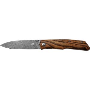 Navaja italiana FOX TERZUOLA FX-525 DB con hoja de acero damasco super dense twist de 8,5 cm y empuñadura de bocote de 11,5 cm