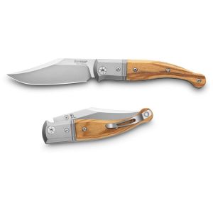 Navaja italiana LIONSTEEL GT01 UL Gitano con hoja de acero Niolox de 8,5 cm y empuñadura de madera de olivo
