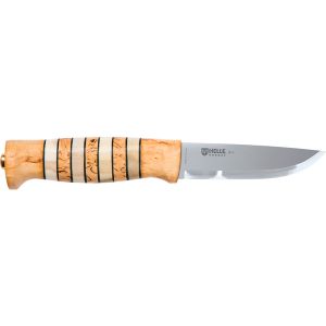 Cuchillo nórdico HELLE 14 Arv con hoja de acero H3LSS de 8.9 cm y empuñadura de Abedul,Cuero y Asta de ciervo de 10,9 cm