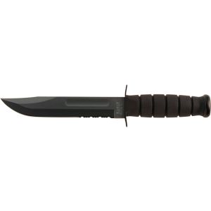 Cuchillo KA-BAR Black USMC Mixto 1214 con hoja de acero acero 1095CV de 17.80 cm y empuñadura de kraton de 12.00 cm