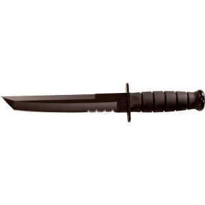 Cuchillo KA-BAR Black Tanto Mixto 1245 con hoja de acero acero 1095CV de 20.30 cm y empuñadura de kraton de 12.20 cm