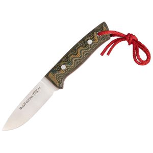 Muela Cuchillo Kodiak KODIAK-10SV.G/K hoja de acero Sandvik 14C28N de 10 cm y empuñadura de micarta verde funda de kydex desierto.