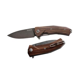 Navaja italiana LIONSTEEL KUR BST con hoja de acero Sleipner con PVD marrón de 8,7 cm y empuñadura de madera de palosanto