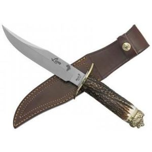 Muela Cuchillo de Caza BIG FIVE Lion LION-16BF con hoja de acero inox MoVa de 16 cm y empuñadura de asta de ciervo de 13 cm