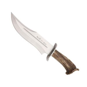 Muela Cuchillo de caza LOBO-23S hoja de acero inoxidable MoVa de 23 cm y empuñadura de asta de ciervo.
