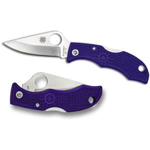 Navaja Spyderco Ladybug 3 V-Toku2 SPRINT RUN LPRP3 con hoja de acero VG-10 de 4,9 cm filo liso y empuñadura de FRN púrpura de 11,1 cm