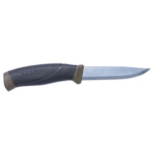 Cuchillo Morakniv Companion MG C Kaki con hoja de acero Carbono de 10.4 cm y empuñadura de Caucho de 11.5 cm