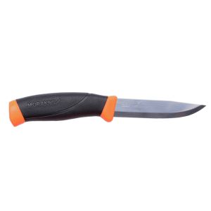 Cuchillo Morakniv Companion F C Naranja con hoja de acero Carbono de 10.4 cm y empuñadura de Caucho de 11.5 cm