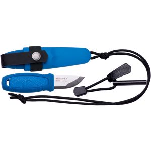 Set de cuchillo Morakniv Eldris Kit Azul con hoja de acero 12C27 (inox) de 5.9 cm y empuñadura de Polímero de 8.4 cm