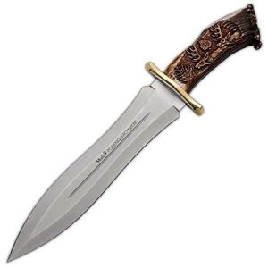 Muela Cuchillo PODENQUERO-GV hoja de acero MoVa de 26 cm y empuñadura de asta tallado.