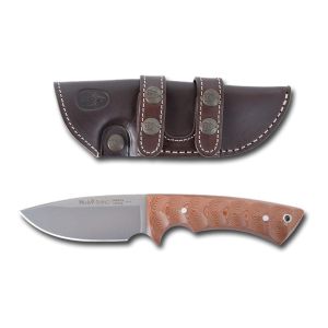 Muela Cuchillo Rhino RHINO-10SV.C hoja de acero Sandvik 14C28N de 10 cm y empuñadura de micarta coyote.